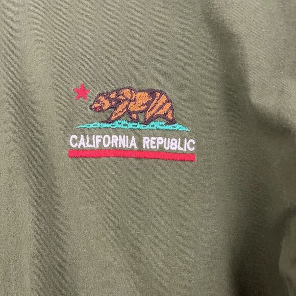 Eighty Eight Mens T-Shirt XL Green Logo Embroidered California Republic Bear - Picture 4 of 5